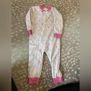 Charming Pink Floral Kids Pajama Footies